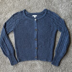 LC Lauren Conrad Blue Button-Up Cardigan